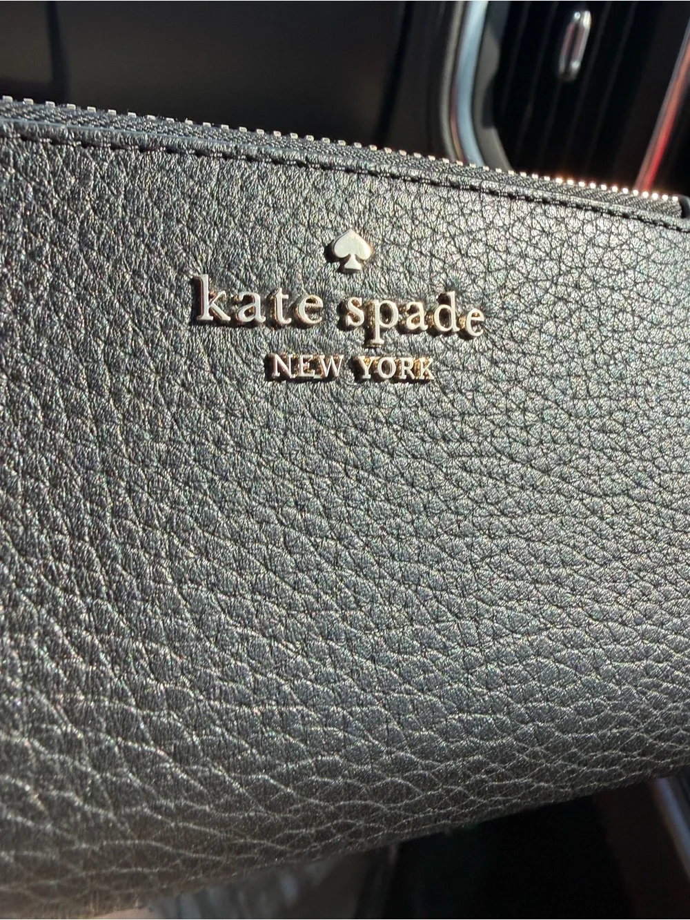 Kate Spade New York Slim Bifold Wallet Pebbled Black Leather Card Holder